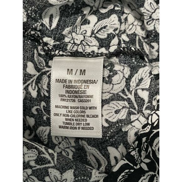 AEROPOSTALE SOFT FLOWY ELASTIC WAIST DRAWSTRING FLORAL BLACK & WHITE SHORTS M - Picture 5 of 6